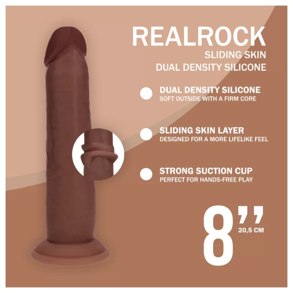 RealRock - dual-density realistic dildo (brown) - 20.5 cm