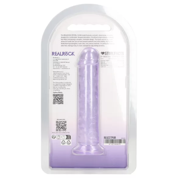 RealRock - lifelike dildo with suction cup (purple) - 12.7 cm