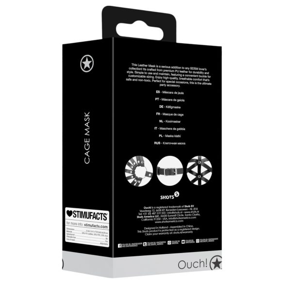 Ouch! - Faux Leather Cage Mask (Black)