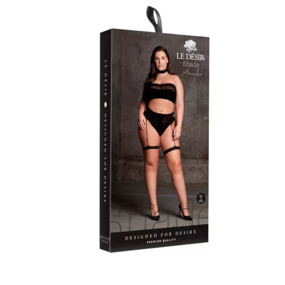 Le Désir Plus Size - 3-Piece Lingerie Set - Black (XL-4XL)