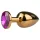 EasyToys Metal No.1 - gold anal plug with purple gemstone, cone-shaped (2.5 cm)
