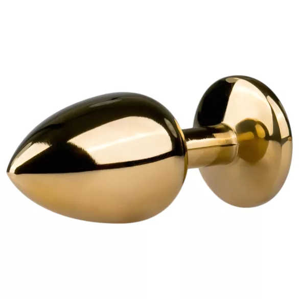 EasyToys Metal No.1 - gold anal plug with purple gemstone, cone-shaped (2.5 cm)