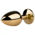 EasyToys Metal No.1 - gold anal plug with purple gemstone, cone-shaped (2.5 cm)