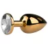 EasyToys Metal No.1 - gold cone anal plug with white gem (2.5 cm)