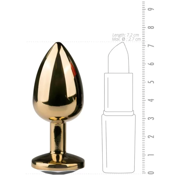 EasyToys Metal No.1 - gold cone anal plug with white gem (2.5 cm)