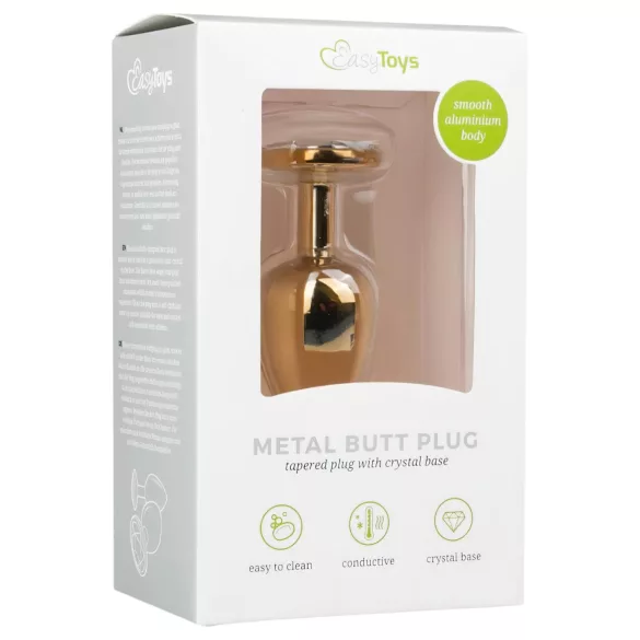 EasyToys Metal No.1 - gold cone anal plug with white gem (2.5 cm)