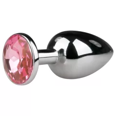   EasyToys Metal No.1 - silver anal plug with pink gem, cone-shaped (2.7 cm)