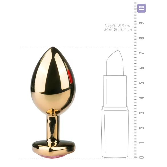 Easytoys Metal No.7 - Pink Gem Gold Anal Plug (3cm)