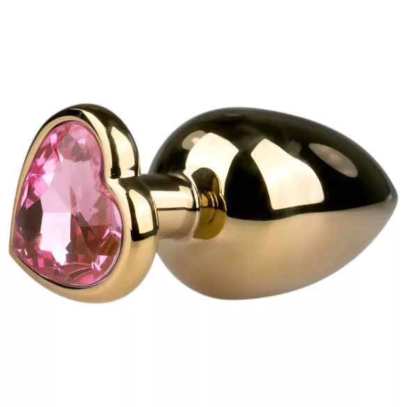 EasyToys Metal No.8 - anal plug with heart-shaped base (gold-pink, 3.5 cm)