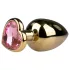 EasyToys Metal No.8 - anal plug with heart-shaped base (gold-pink, 3.5 cm)