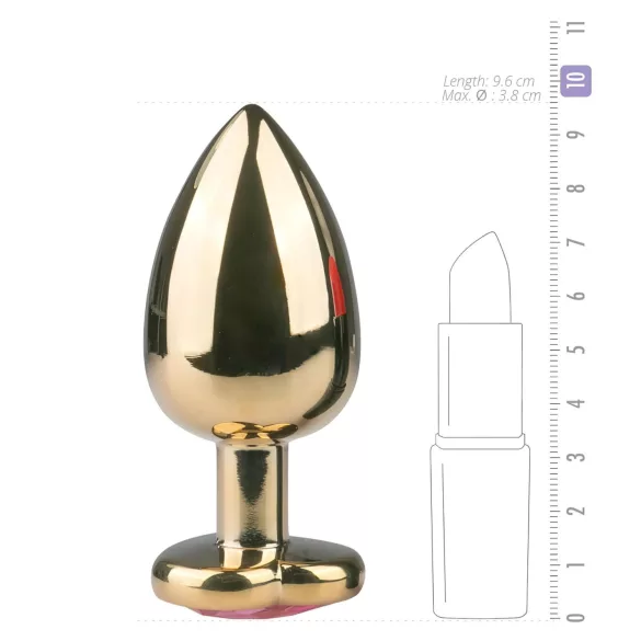 EasyToys Metal No.8 - anal plug with heart-shaped base (gold-pink, 3.5 cm)