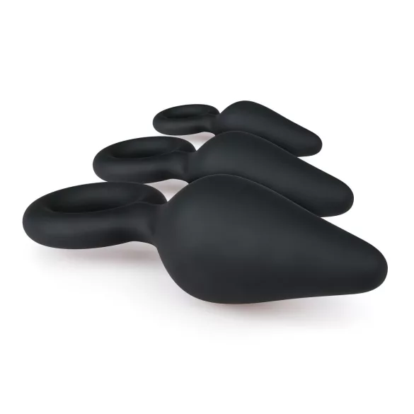 Easytoys - Ringed Anal Plug Set - 3 Pieces (Black)