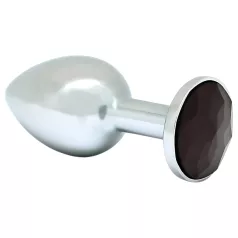 Rimba XS - Silver Metal Anal Plug with Black Gem