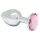 Rimba XS - silver metal anal plug with pink gem
