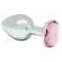 Rimba XS - silver metal anal plug with pink gem