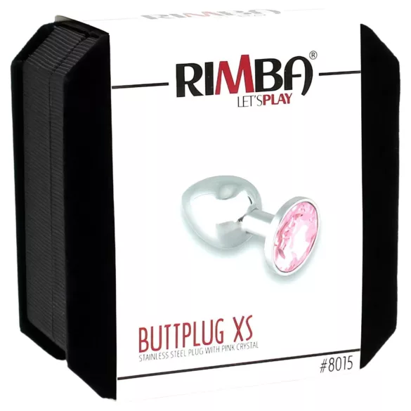 Rimba XS - silver metal anal plug with pink gem