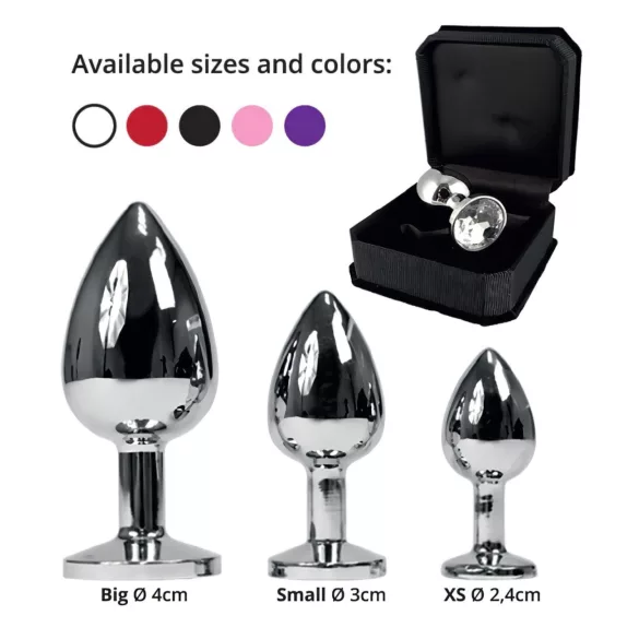 Rimba XS - silver metal anal plug with pink gem