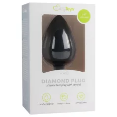 EasyToys Diamond - Large Black Anal Plug with White Gem