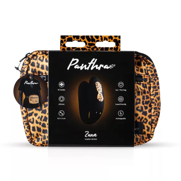 Panthra Zuna - Rechargeable Waterproof Couples Vibrator (Leopard Black)