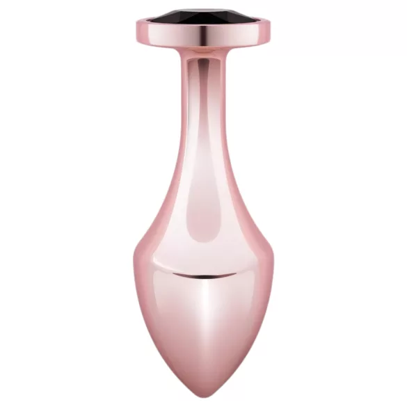 Rosy Gold Butt Plug - Black Gem Anal Plug (Rose Gold)