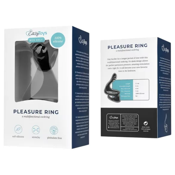 EasyToys Pleasure Ring - Flexible Black Penis and Testicle Ring