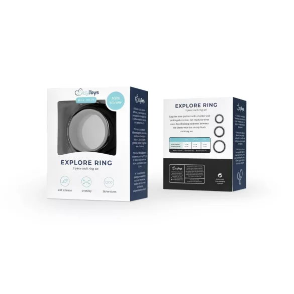 Easytoys Explore Ring - 3-Piece Black Penis Ring Set