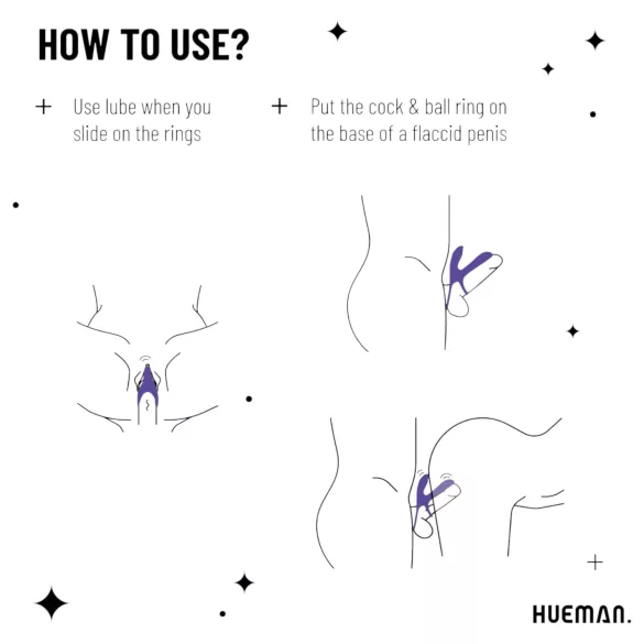 Hueman Infinity Ignite - Vibrating Penis and Scrotum Ring (Purple)