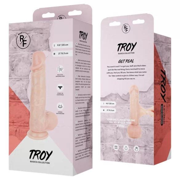 Real Fantasy Troy - lifelike dildo with moving skin (flesh-coloured) - 25 cm