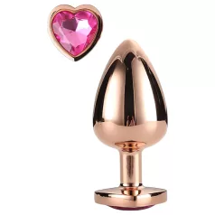   Gleaming Love - aluminum anal plug with heart-shaped gem (rose gold)