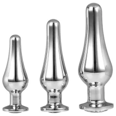 Gleaming Love - anal tip plug set (silver, 3-piece)