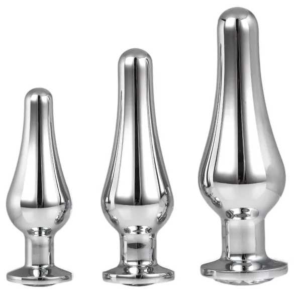 Gleaming Love - anal tip plug set (silver, 3-piece)
