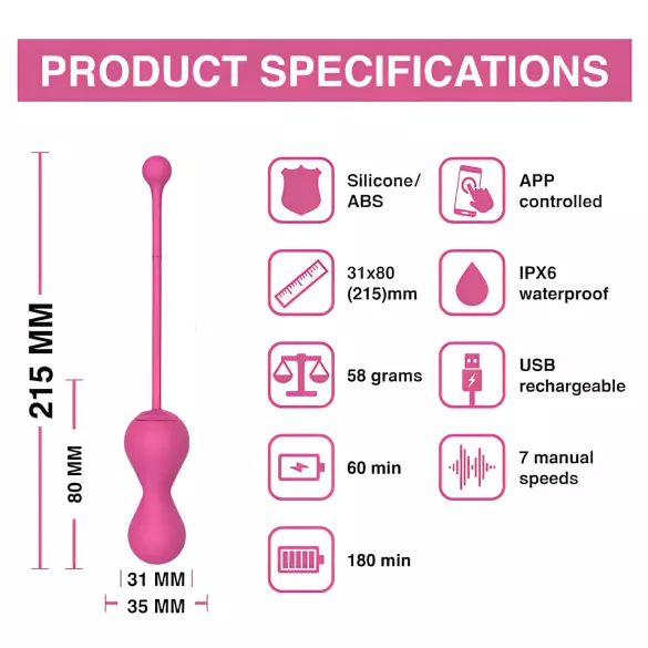 Magic Motion Kegel Master - App-controlled vibrating Kegel ball (pink)