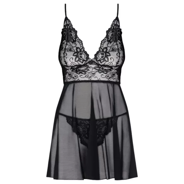 Obsessive Idillia - loose, lacy nightdress and thong (black)