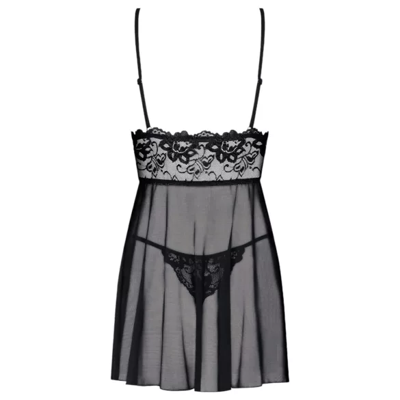 Obsessive Idillia - loose, lacy nightdress and thong (black)