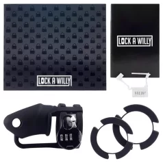 LOCK A WILLY - Silicone Chastity Cage with Lock (Black)