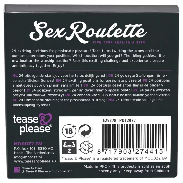 Kama Sutra Sex Roulette - Multi-Language Adult Board Game (10 Languages)