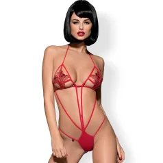   Obsessive Luiza - Tulip-Embellished Strappy Bodysuit - Red (S/M)