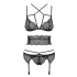 Obsessive Frivolla - Spicy Lace Lingerie Set (Black) - L/XL