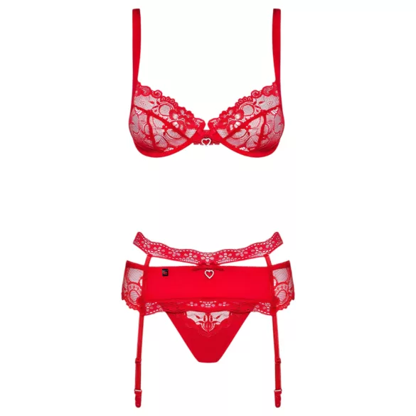 Obsessive Heartina - Red Lingerie Set - L/XL