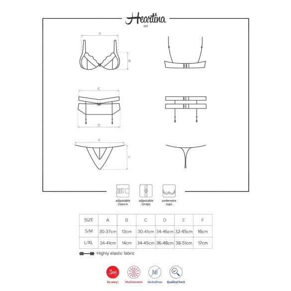 Obsessive Heartina - Red Lingerie Set - L/XL