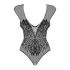 Obsessive B112 – Angel Wing Open-Back Fishnet Bodysuit (Black) - XL/XXL