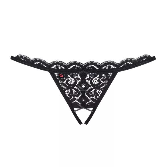 Obsessive 831-THC-1 - Black Lace Thong with Bow Detailing - L/XL