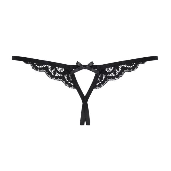 Obsessive 831-THC-1 - Black Lace Thong with Bow Detailing - L/XL