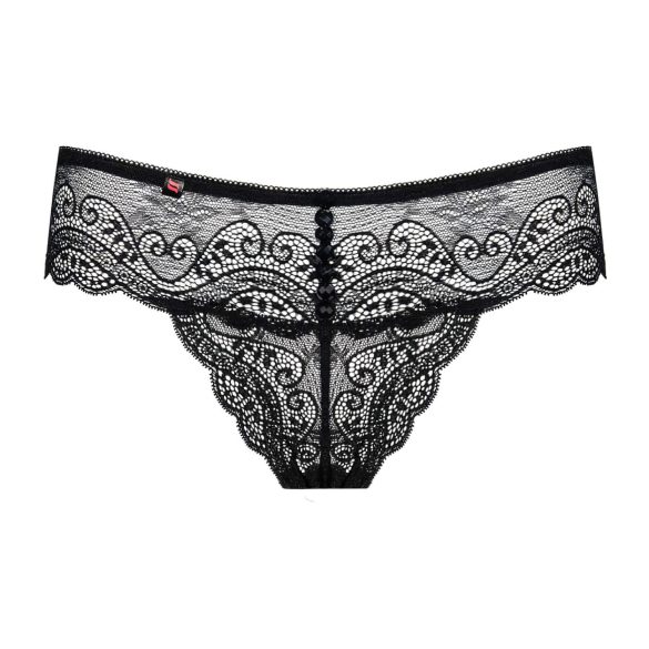 Obsessive Miamor - Sparkling Women's Lace Thong (Black) - L/XL