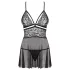 Obsessive 838-BAB-1 - Sheer Lace Babydoll Set (Black) - L/XL