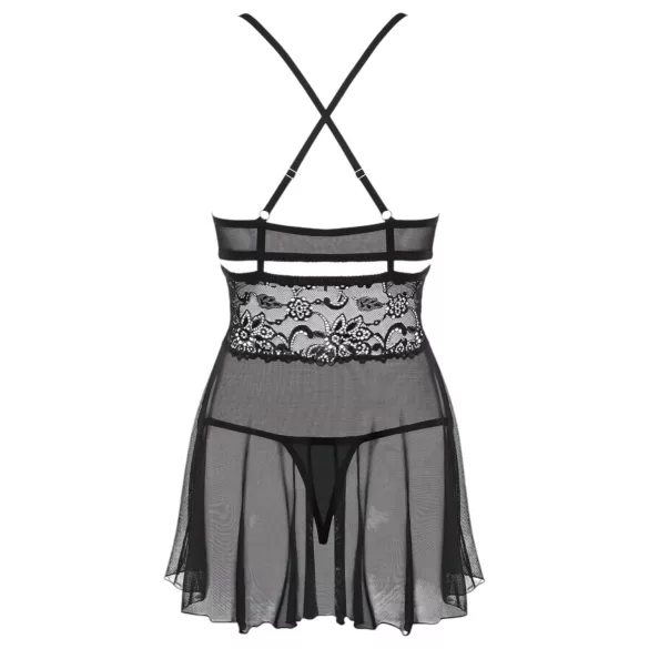 Obsessive 838-BAB-1 - Sheer Lace Babydoll Set (Black) - L/XL