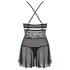 Obsessive 838-BAB-1 - Sheer Lace Babydoll Set (Black) - L/XL