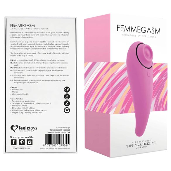 FEELZTOYS Femmegasm - Rechargeable 2-in-1 Clitoral Vibrator (Pink)