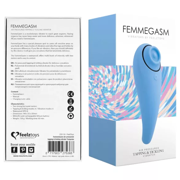 FEELZTOYS Femmegasm - Rechargeable 2-in-1 Clitoral Vibrator (Blue)