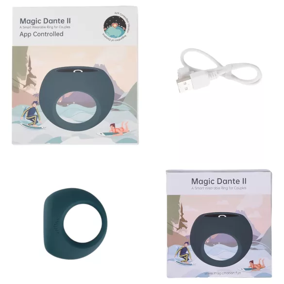 Magic Motion Dante II - App-controlled vibrating penis ring for men (blue)